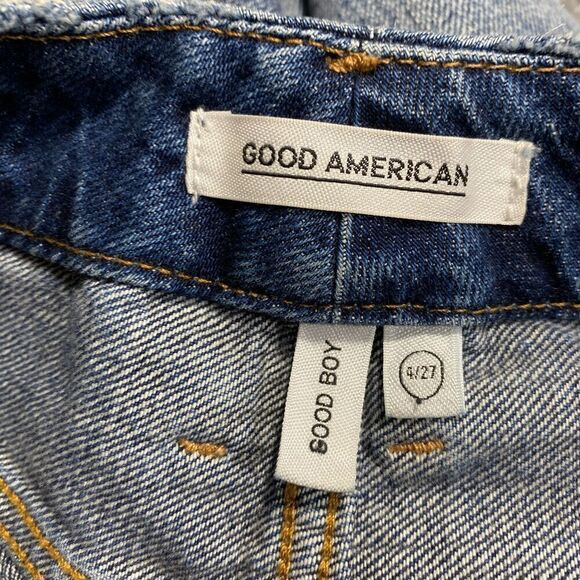 Good American Jeans Good Boy Womens 4/ 27 Denim Distressed Straight Split Hem - Picture 3 of 15